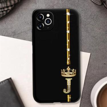 Imagem de Capa de telefone rosa ouro 26 letras para iphone 12 13 11 14 pro para iphone x xs xr xsmax coroa capa traseira, j, para iphone 13pro max