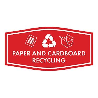 Imagem de Placa de reciclagem de papel e papelão extravagante (vermelha) - pequena