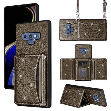 Imagem de Furiet Capa carteira para Samsung Galaxy Note 9 com alça de ombro, 6 compartimentos para cartões, bolsa fina e fina, suporte para cartão de crédito, acessórios de corpo inteiro, capa de celular para