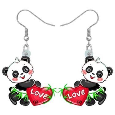 Imagem de DALANE Brincos de panda de chapéu de Natal de acrílico com pingente de joias para mulheres e meninas, Acrílico, Sem pedra preciosa