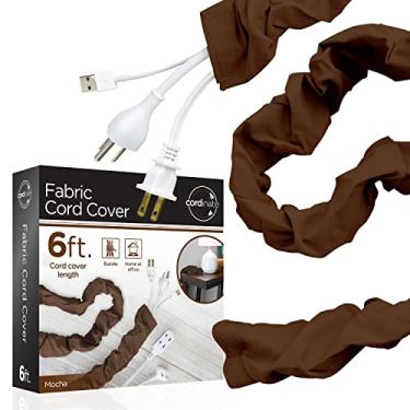 Imagem de Capa de cabo de tecido cordinato, 1,8 m, cabos ocultos, ótimo para lâmpadas, luminárias e mesas, gerenciamento de cabos, fácil instalação, Embalagem com 1, Chocolate Brown, 1 Pack