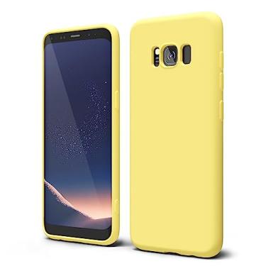 Imagem de oakxco Capa de telefone projetada para Samsung Galaxy S8 com aderência de silicone, capa de telefone de gel de borracha macia para mulheres e meninas, fina, fina, flexível, protetora, TPU 5,8 polegadas, amarelo amarelo