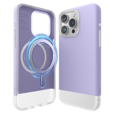 Imagem de elago Compatível com iPhone 15 Pro Max Case, Magnetic Glide Case, Capa protectora do corpo inteiro, Protegida para choques, Caixa de Telefone Eslim 6,7 polegada (Top: Roxo/Bottom: Limpeza)