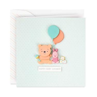Imagem de Hallmark Cartão de felicitações novo para bebê, Ursinho Puff e Leitão