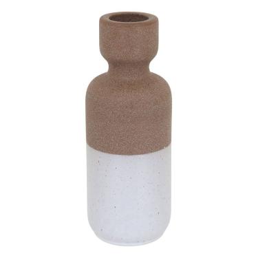 Imagem de CASTIÇAL CERÂMICA 26x10x10cm BEGE DECORATIVO PORTA VELA