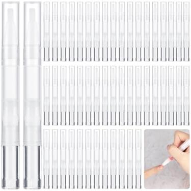 Imagem de Pacote com 50 canetas vazias de óleo de cutícula 3 ml, canetas giratórias transparentes recarregáveis, caneta de óleo de unha vazia com ponta de pincel, tubo líquido para crescimento de cílios,