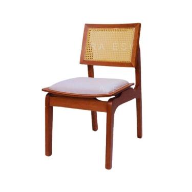 Imagem de Conjunto Com 4 Cadeiras em Madeira Maciça Tauari E Rattan Com Assento Estofado Daren Living Outdoor Imbuia/Cru