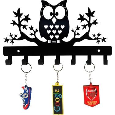 Imagem de Baoyemes Porta-chaves, suporte de parede, chaveiro de parede, gancho para chaveiro, montado na parede com 10 ganchos, arte de metal, ganchos decorativos para sala de estar, banheiro, cozinha. (uma