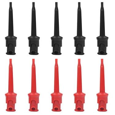 Imagem de Clipe de Gancho de Teste P5002, Mini Ganchos de 10 Unidades Clipes de Gancho de Multímetro para SMT/SMD IC Conexão Ao Multímetro ou Alimentação CC Com Cabo para Kit (cinco pretos