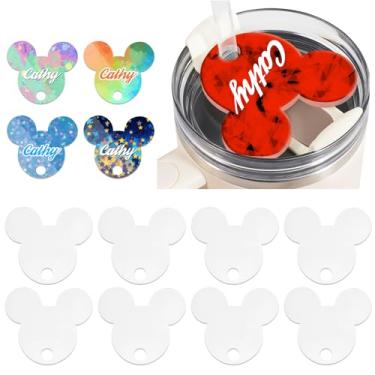 Imagem de ToBeAce Placa de nome de sublimação em acrílico para copos Stanley 30 de 590 ml H2.0, etiqueta de nome personalizada com tampa de sublimação para copo Stanley personalizado, Mickey (8 peças, NÃO 1,134