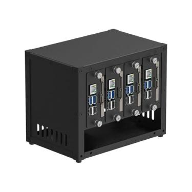 Imagem de UCTRONICS Gabinete completo atualizado para cluster Raspberry Pi, compatível com Pi 5, 4B, 3B+/3B e outros modelos B, acomoda SSD de até 4 × 2,5 polegadas, suporte PoE/PoE+ HAT e Switch, 2