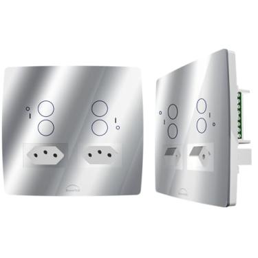 Imagem de DOMETEK, Interruptor WiFi Inteligente 4x4 4 Botões 2 Tomadas Alexa Sv