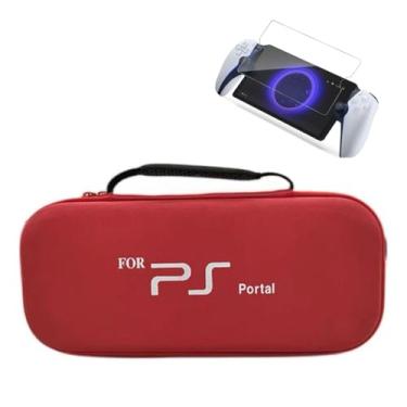 Imagem de Case Bag Bolsa Estojo de Transporte + Película Vidro Temperado Dureza 9H Compatível com Ps Portal (Vermelho)