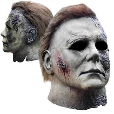 Imagem de GTETKDE Máscara de Halloween Michael Myers 2025 Halloween Horror Cosplay Máscara Cicatriz Cinza Branco 1P