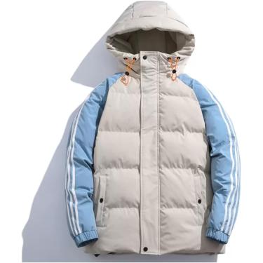 Imagem de Casaco quente de algodão para outono e inverno com capuz ajustável, jaqueta masculina plus size, cáqui, 4XL