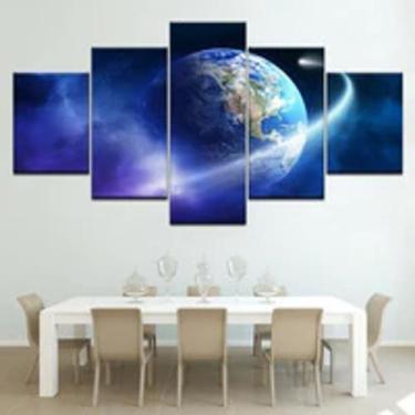 Imagem de Quadro Decorativo Mosaico De 5 Peças Planeta Terra Espaço - Kyme Quadr