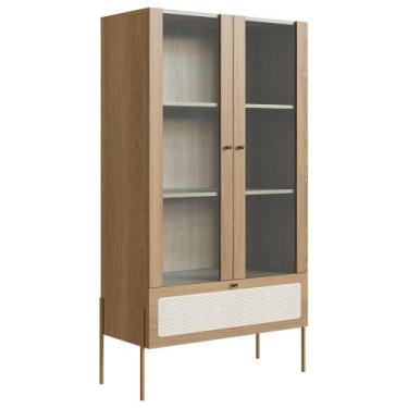 Imagem de Cristaleira 2 Portas de Vidro Pé Metal Arlo A10 Hanover/Dourado - Mpoz