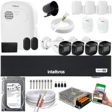 Imagem de Kit cftv 4 Câmeras 1130B Dvr 3004-C Intelbras + kit Alarme+ivp 2000+xa