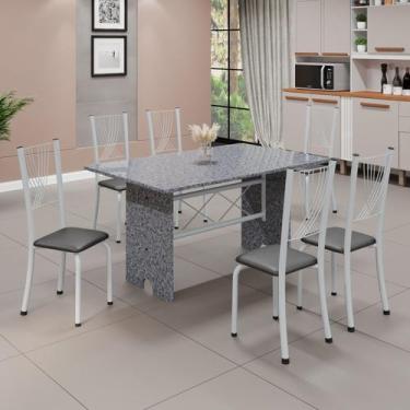 Imagem de Conjunto de Mesa Tampo de Granito Ocre com 6 Cadeiras Lorena Yescasa