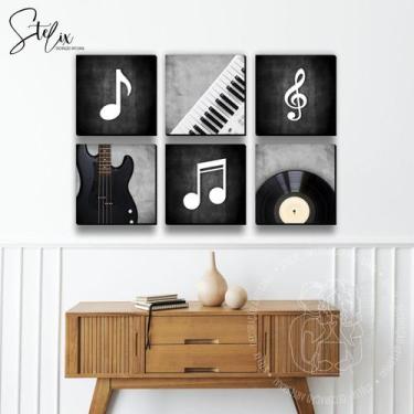 Imagem de Quadros Decorativos para Músicos Instrumentos Musicais e Notas Musicai