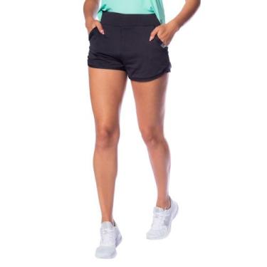 Imagem de Short Feminino Estilo do Corpo Duplo Dry Preto, Preto, M