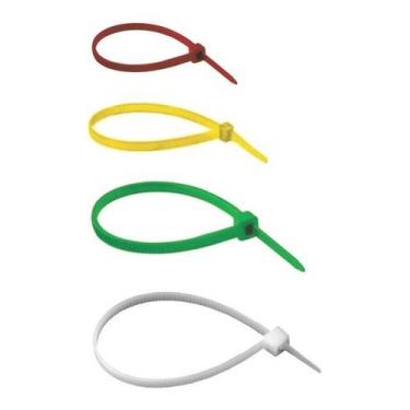 Imagem de Kit Abraçadeira De Nylon Colorida 4 Tamanhos 100 Peças - Clink, Branco