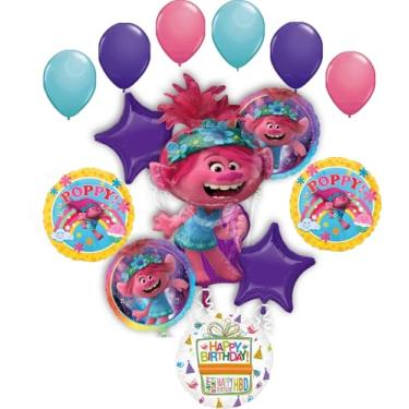 Imagem de Poppy World Tour Birthday Party Supplies Trolls 14pc Balloon Bouquet Decorations