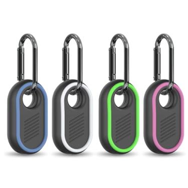 Imagem de Pacote com 4 capas compatíveis com Samsung Galaxy SmartTag2, capa robusta de silicone macio antiderrapante para Galaxy Smart Tag 2 com chaveiro, para chaves, bagagem, animais de estimação