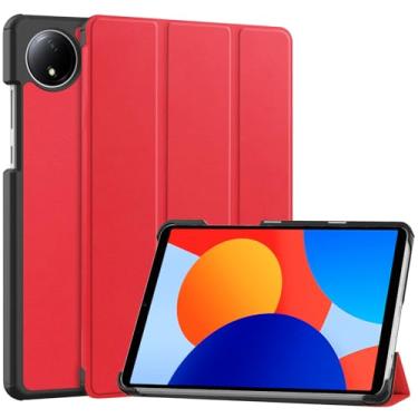 Imagem de Gylint Capa para Xiaomi Redmi Pad SE 2024 2024, capa dobrável de couro PU ultrafina com suporte para Xiaomi Redmi Pad SE 20,7 cm vermelha