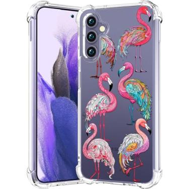 Imagem de CCFUNCASE Compatível com Samsung Galaxy S24+ Plus / S25+ Plus Capa transparente fofa para mulheres - Capas de telefone robustas Funda Capa protetora (flamingos rosa sonhadores)