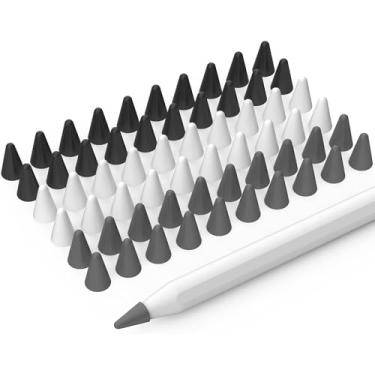 Imagem de BEAUDOM Pacote com 40 capas de pontas de silicone compatíveis com Apple Pencil 2ª geração, Apple Pencil 1ª geração e Apple Pencil USB-C tampas de ponta protetora (preto + branco + cinza)