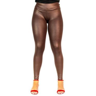 Imagem de Calça Legging Cirre Cintura Alta Brilho Molhado Couro Lycra Pronta Ent