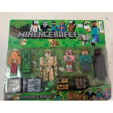 Imagem de kit Brinquedo Minecraft com 6 Personagens e 4 Blocos - brinquedosneide