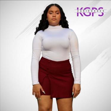 Imagem de Short Saia Com Botão e Fenda Basico Elegante Tecido Bengaline Plus Siz