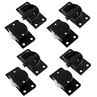 Imagem de BokWin 4 pares de roldanas de porta deslizante de plástico para armário de porta de celeiro (Preto)
