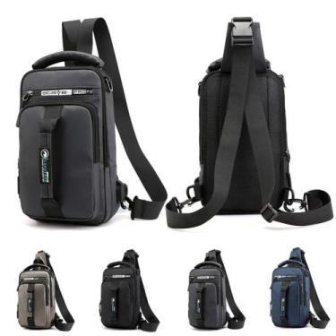 Imagem de Mochila Bag Bolsa Masculina Transversal Ombro Pochete Usb - Bela Impor