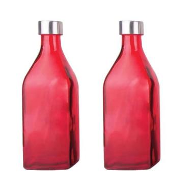 Imagem de 2un GARRAFA DE VIDRO TAMPA INOX SCOTCH ÁGUA SUCO ROSA - Tuut