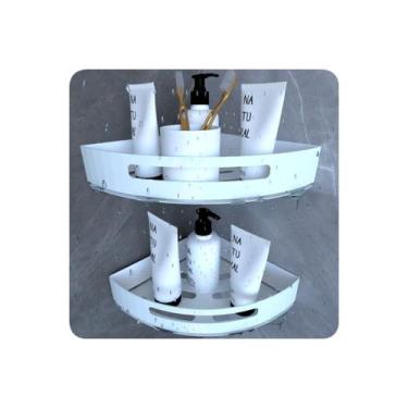 Imagem de Kit 2 Suportes Porta Shampoo De Banheiro De Canto Branco - Unidas