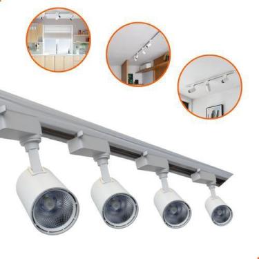 Imagem de Kit Trilho Eletrificado 1m + 4 Spot Led 7w Preto Ou Branco - VLED, Bra