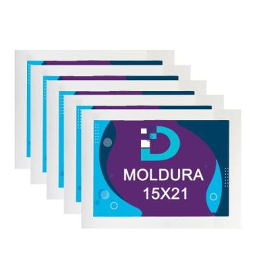 Imagem de Kit 5 Molduras Brancas 15x21 Com Fundo Em Eucatex Para Decoração e Art