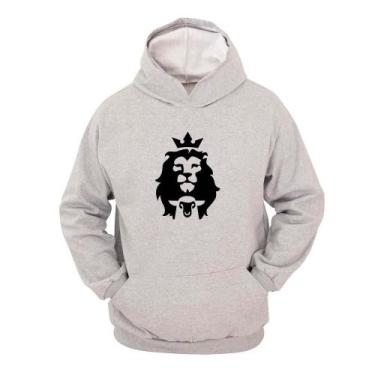 Imagem de Moletom Masculino Canguru Ragor Estampa Leão, G, Cinza