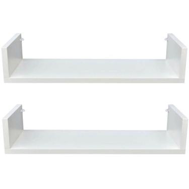 Imagem de Kit 2 Prateleiras U Mdf 60x20 Branco Nicho Livros Revista - LOJA DO MD