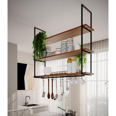 Imagem de Nicho de Teto Indústrial Denver 120cm Preto e Freijó - NEW GREEN, PRET
