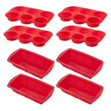 Imagem de 4 Kit Forma Cupcake Bolo + Forma Para Pão Sortida Silicone - QUALITY H