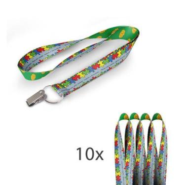 Imagem de Kit 10 Cordão Chaveiro para Crachá identificador Autismo/autista  - Ar