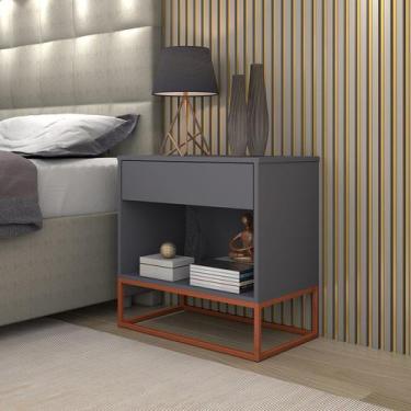 Imagem de Mesa De Cabeceira Estilo Industrial Clássico Cinza - LCN Moveis