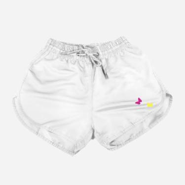 Imagem de Short Feminino Moda Praia Tactel Estampado - RELAXADO, Branco borbolet