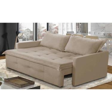 Imagem de Sofá Sem Caixa Retrátil e Reclinável 1,85m com Molas Cloe Suede Bege K