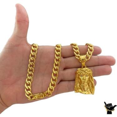Imagem de Corrente PitBull 10mm + Pingente Cruz - Banhado a Ouro 18k - ToJoia18k