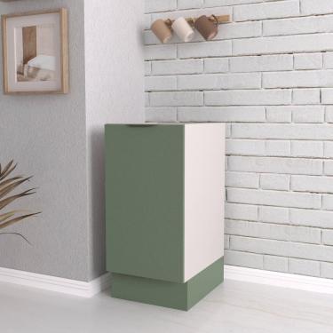 Imagem de Balcão 1 Porta 40cm sem Tampo com Rodapé Puxador 150mm Ipanema CabeCasa MadeiraMadeira Verde Folha/Branco